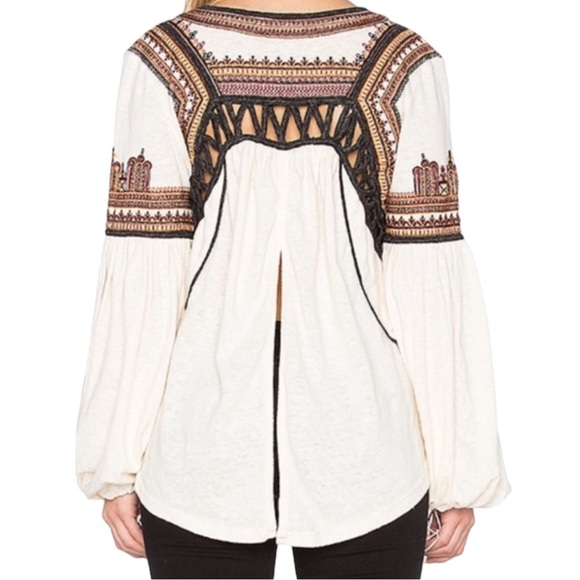 Free People Snow Kisses Cream Embroidered Top - Picture 4 of 12